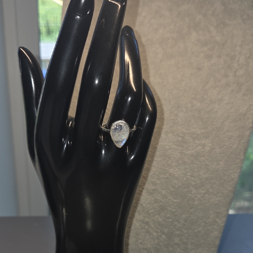 Timeless Silver Moonstone Ring Delicate Band - image 1